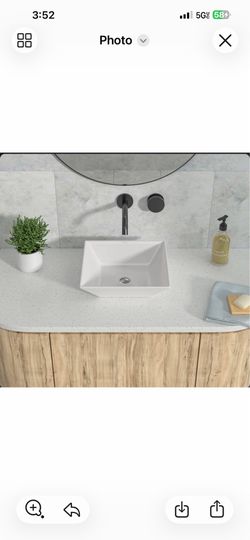16"x 16" White Ceramic Square Vessel Bathroom $30  401