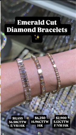 14K 5.12CTS F/VS1 Emerald Cut Lab Diamond Bracelet