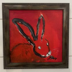 “Black & White Bunny” Painting - Created and Signed by Local Artist