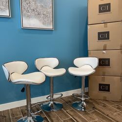 New 3 White Bar Stools 