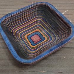 Island Bamboo Red Pakkawood Square Pinch Bowl Trinket Catch All