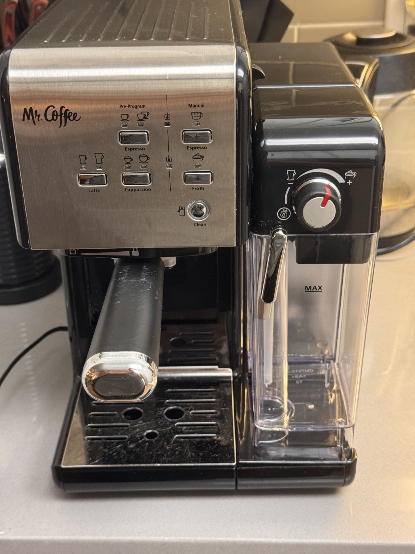 Mr. Coffee Espresso & Cappuccino Machine with Automatic Milk Frother & 19-Bar Pump, Stainless Steel