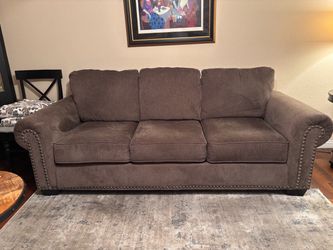 Brown 96” Fabric Sofa