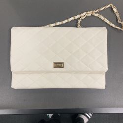  Vegan Leather Clutch (with Removable Chain Handle) - Off White / Formal/ Wedding