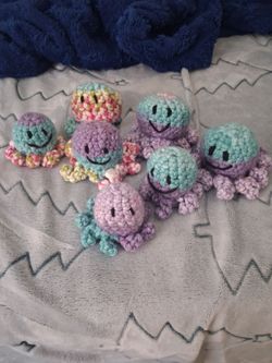 Crochet baby octopus and jelly fish