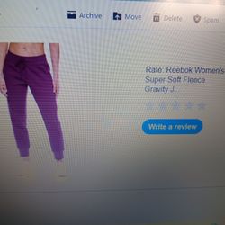 Reebok NEW Womans Super Soft Fleece XXL Gravity Jogger Burgundy 