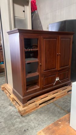 Wood TV Armoire Cabinet with Shelves