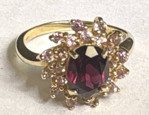 Chuck Clemency 14K Gold 2CT Garnet Ring (4.7g) Size 8
