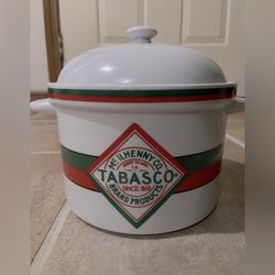 Mcilhenny Tabasco 2 1/2 Qt Soup or Dip Ceramic Tureen Pot With Lid