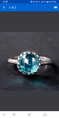 Pretty silver s925 faux aquamarine ring size 6, 8,10