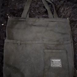 Black canvas tote bag