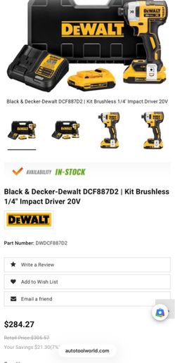 DeWalt DCF887D2 20V Brushless Impact Driver Kit