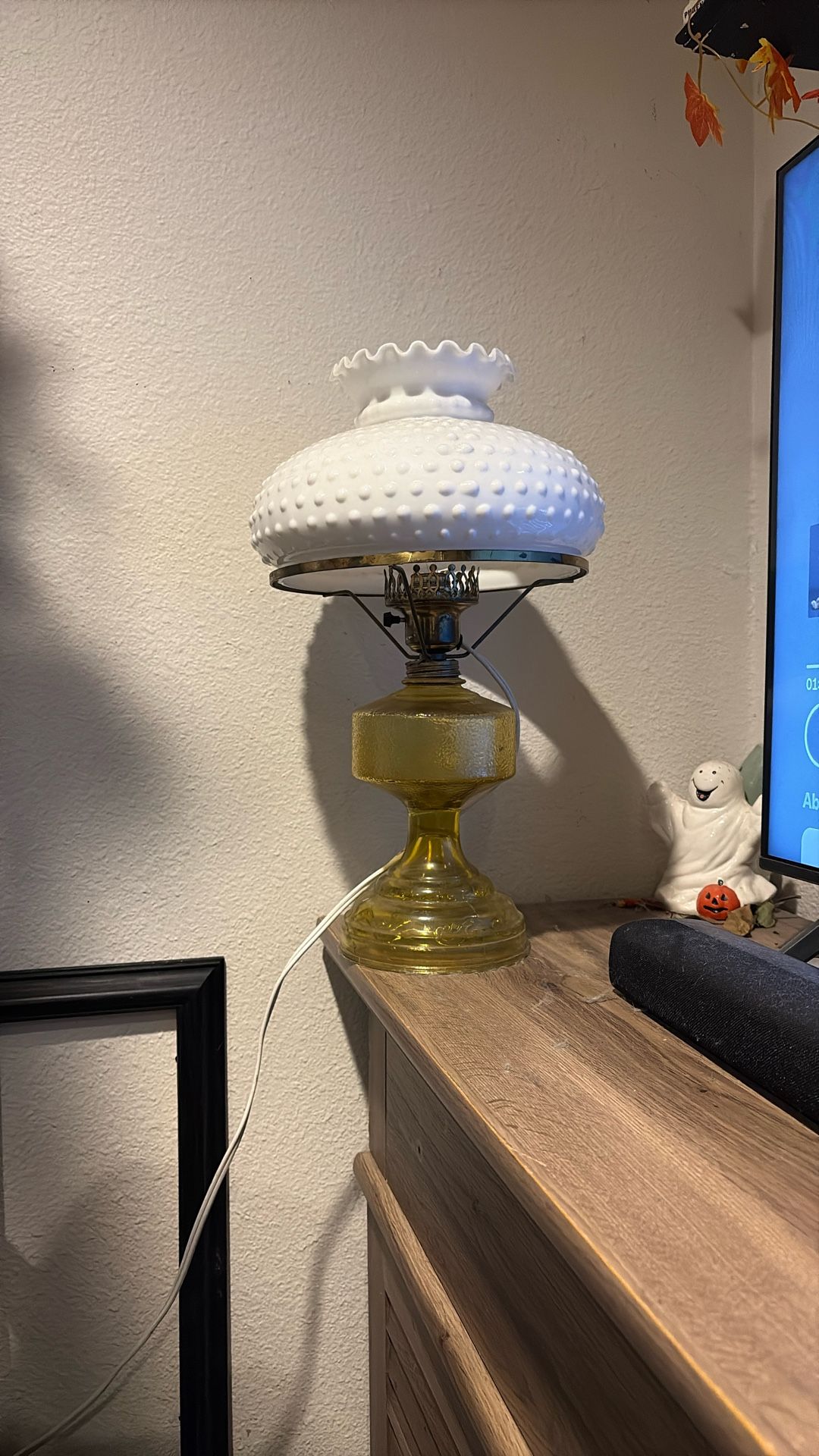 Milk glass lamp