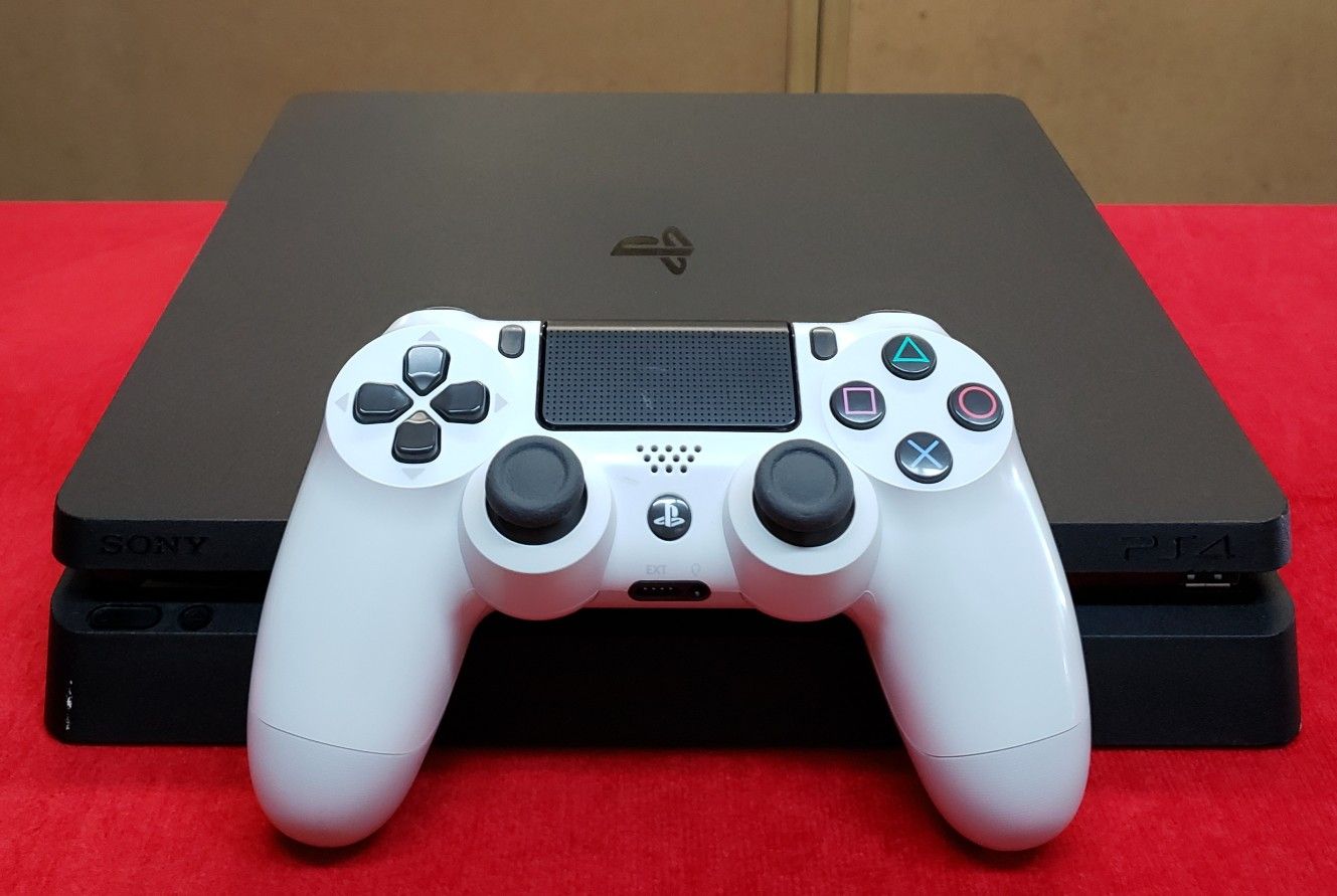 Sony PS4 Slim 1TB Video Game System with Controller & Plugs - Black - Playstation 4 - Working