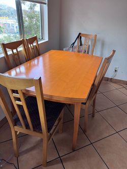 Wood Dining Table with 5 Chairs