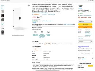 New Ravello Shower Door With Matte Black Hinges And Handle (hardware). Retails For $642… Measurements Of Door Are 28” X 80
