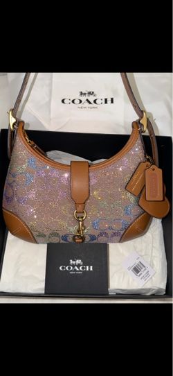 Coach Hamptons Crystal Signature Jacquard Hobo Bag Rainbow