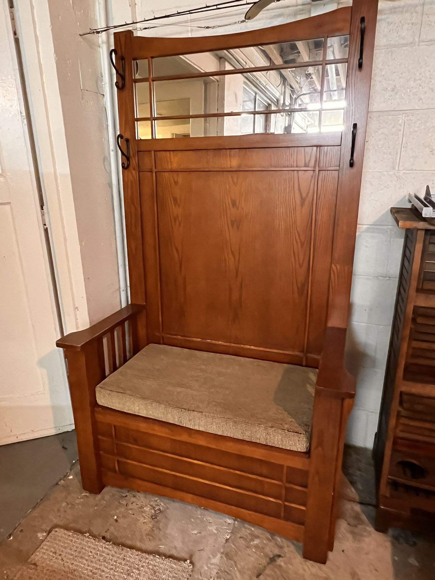 Powell “Mission Oak” Storage Hall Tree
