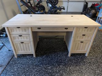 Sauder Costa 66"W Executive Computer Desk, Chalked Chestnut
