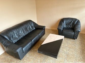 Leather sofa and chair