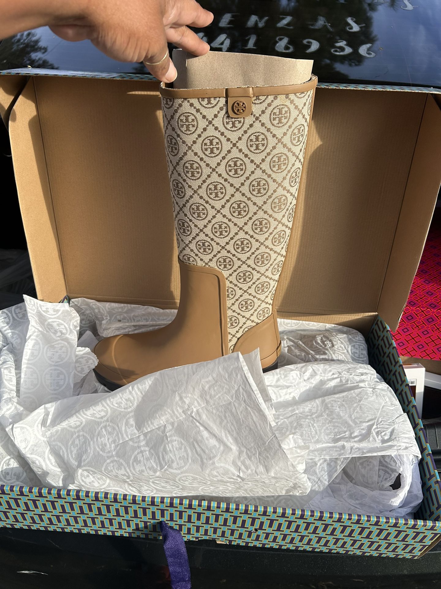 Tory Burch T Monogram Rain Boots