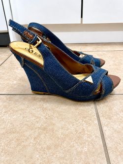 GUESS DENIM PLATFORM WEDGES …SZ 9