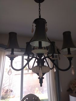 Modern black Chandelier and 4 Sconces