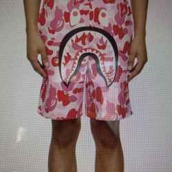 BAPE pink ABC camo Shark Men Short