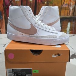 Nike Blazer Mid 77 Size 7 Womens White Pink Casual