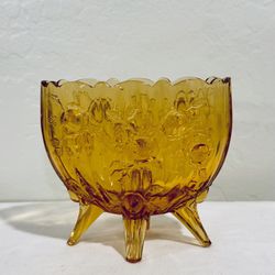 Vintage Fenton amber cabbage rose vase