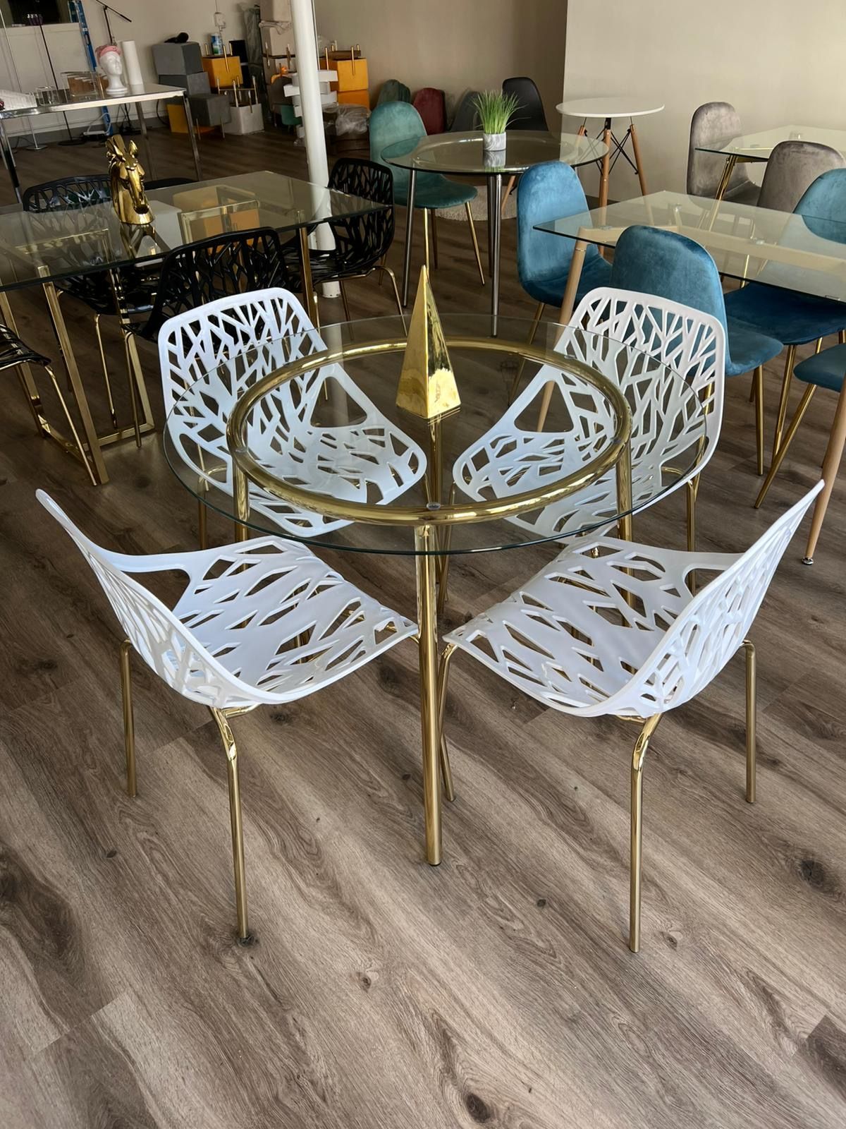 Stylish White Kitchen Chairs And Table Set For 4