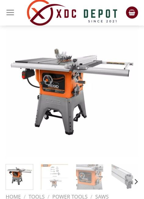 RIDGID 13 Amp 10in Professional Cast Iron Table Saw
