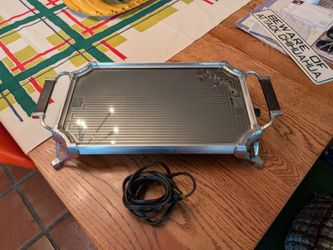 Mid century vintage art deco style Salton "Silver Salton" hot trar food warmer buffett hot tray chrome and glass