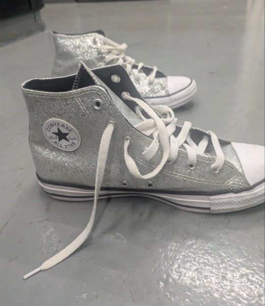 Converse All Star Chuck Taylor Silver Glitter High Tops