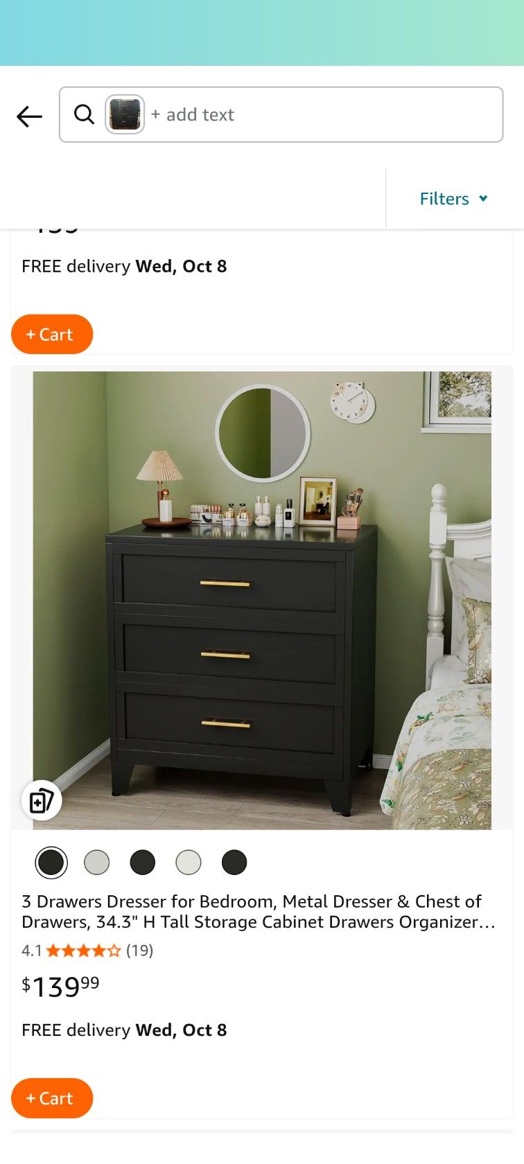Metal Dresser for Bedroom