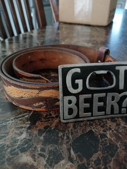 Wrangler leather belt with Bottle opener Got Beer buckle