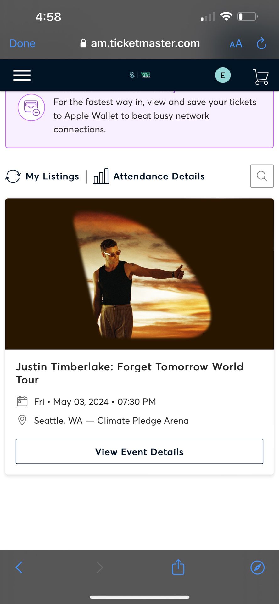 TWO Justin Timberlake TICKETS May 3 FLOOR SEATS