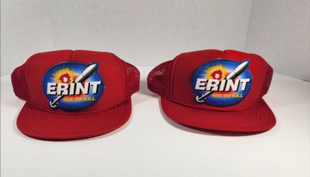 LOT OF 2 VINTAGE ERINT KINETIC HIT TO KILL MISSILE SYSTEM HATS