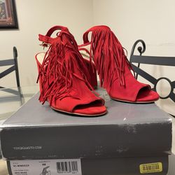 Red Vince Camuto Fringe Peep-toe heels/booties