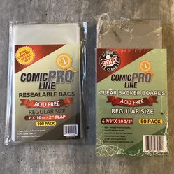 30 Pt Clear Comic Backer Boards & 2 Mil Resealable Bags - Set of 100