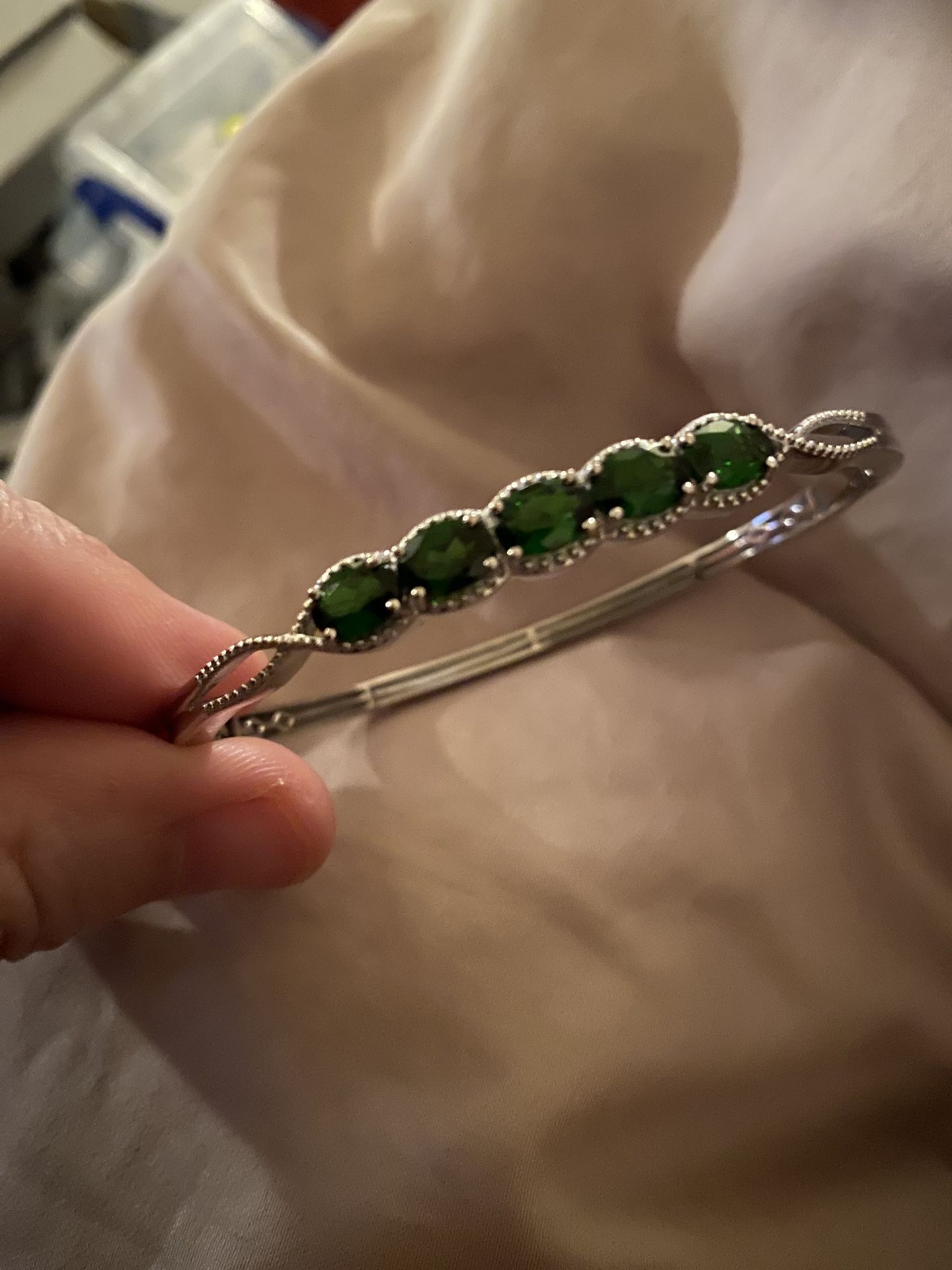 Chrome Diopside Love Infinity Bangle Bracelet -up to 7.25” - new!