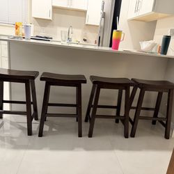 4 Stools Counter Hight Brown Wood