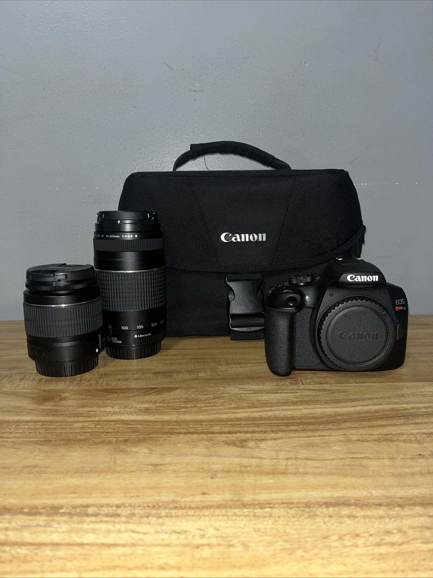 Canon EOS Rebel T7 24.1 MP DSLR Camera Body w/ 18-55mm & 75-300mm Zoom Lens