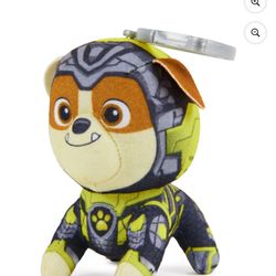 Paw Patrol Rubble 4 Inch Plush With Clip New With Tags