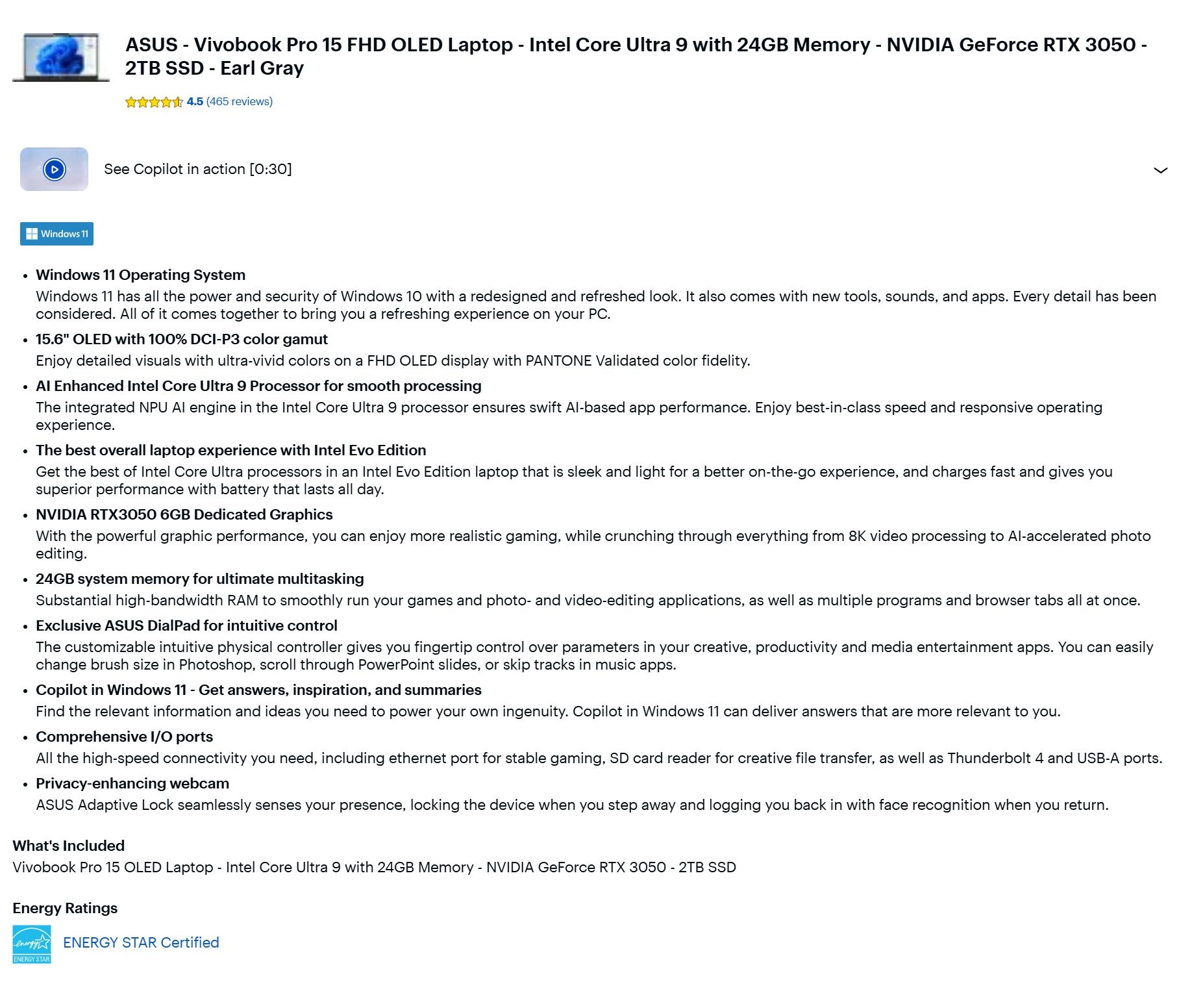 ASUS Vivobook Pro 15 FHD OLED Laptop
