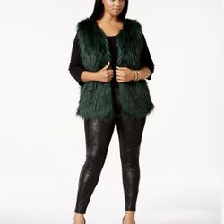 NEW GREEN JESSICA SIMPSON FAUX FUR VEST 