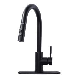 Single Handle Pull Down Sprayer Kitchen Faucet with 2-Function Spray in Matte Black