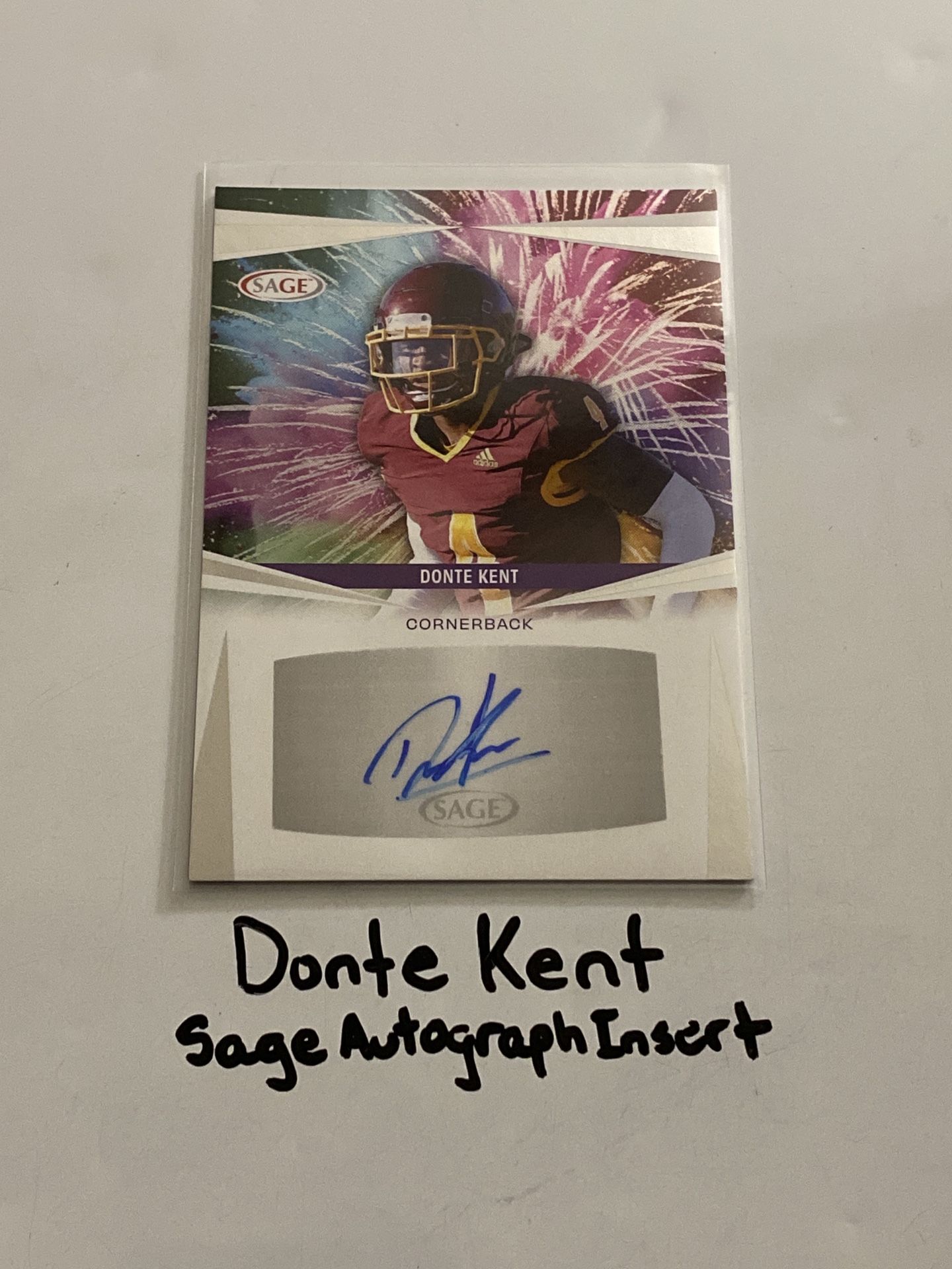 Donte Kent Pittsburgh Steelers CB Sage Short Print Autograph Insert Rookie Card.