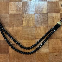 17” VINTAGE JET BLACK NECKLACE 