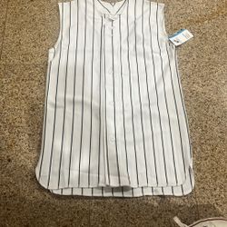 Youth XL Cham, pro sleeveless, baseball jersey, black, and white